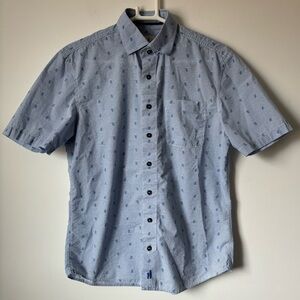 Johnnie-O Hanging Out Blue & White Boat Print Short Sleeve Button Down Shirt